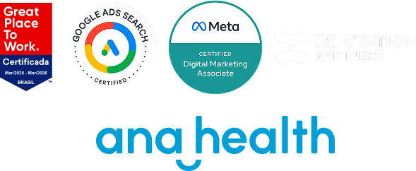 Certificações da ANS Marketing: GPTW Great Place to Work, Meta Business Partner, RD Station Partner, Meta Certified Digital Marketing Associate